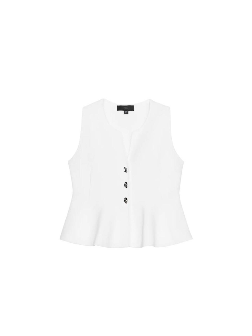 Zara White Sleeveless Peplum Button-Front Tank